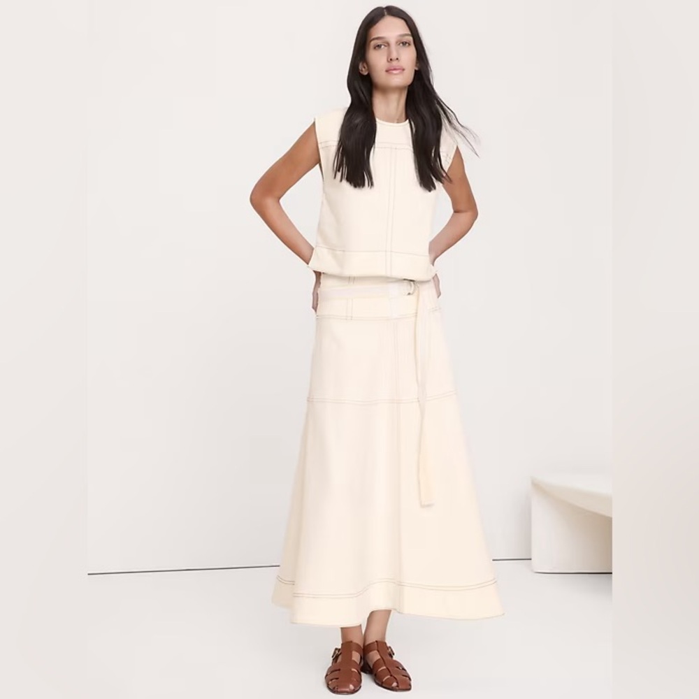 Banana Republic Cream Maxi denim Skirt